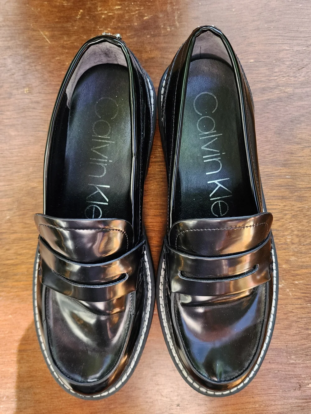 Calvin Klein Black Suzie Lug Sole Penny Loafers [9]